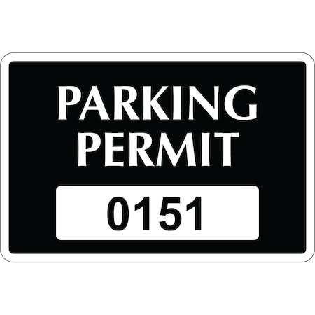 Lustre-Cal Repositionable Parking Permit Black 3in x 2in  Serialized 151-200, 50PK 253411Py1K0151